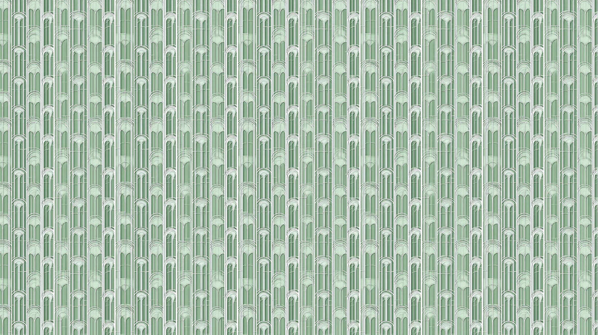 Pale Sage Fluted Arch Mural Wallpaper — Architectural Geometric Mural Wallpaper - room preview 04