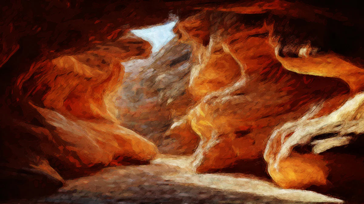 Abstract Grotto Mural Wallpaper — Impasto Oil Painting Style Mural Wallpaper - room preview 04