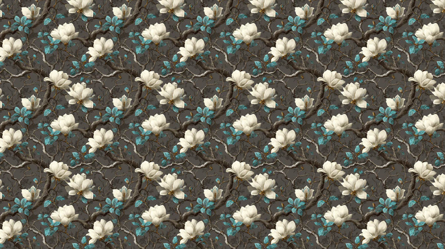 Nature Wallpaper Mural – Natural Wall Mural – Dark Magnolia Floral — Moody Botanical Print printable artwork