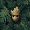 Golden Wood Mask Mural Wallpaper — Dark Botanical Illustration Mural Wallpaper - room preview 04