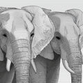 Elephant Line Art Portrait Mural Wallpaper — Minimalist Graphic Decor Mural Wallpaper - room preview 04