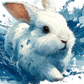 White Rabbit Water Splash Mural Wallpaper — Artistic Fluid Design Mural Wallpaper - room preview 04