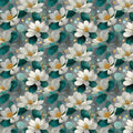 Abstract Magnolia Bloom Mural Wallpaper in Teal and Gold Mural Wallpaper - room preview 04