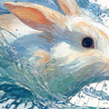 Rabbit in Water Splash Mural Wallpaper — Vibrant Wildlife Art Mural Wallpaper - room preview 04