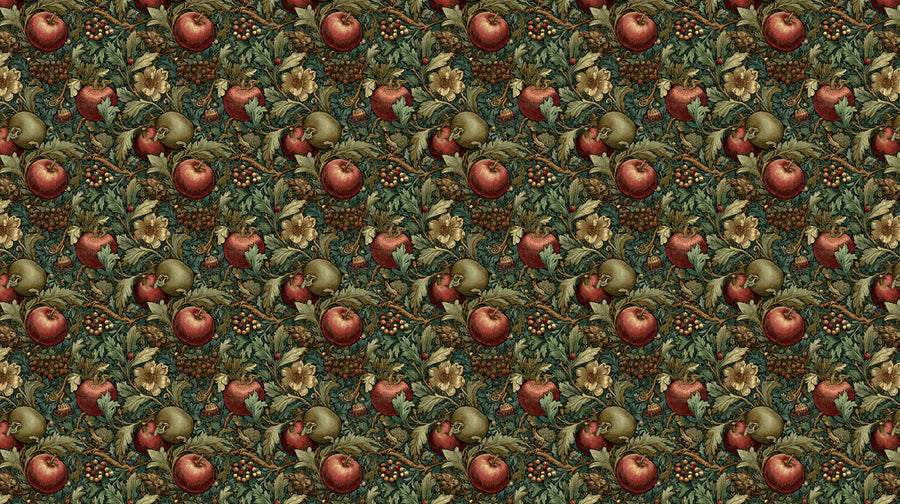 Nature Wallpaper Mural – Natural Wall Mural – Arts and Crafts Apple Vine — Traditional Botanical printable artwork
