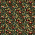Arts and Crafts Apple Vine Mural Wallpaper — Traditional Botanical Mural Wallpaper - room preview 04