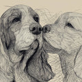 Spaniel Duo Line Art Mural Wallpaper — Sophisticated Pet Portrait Mural Wallpaper - room preview 04