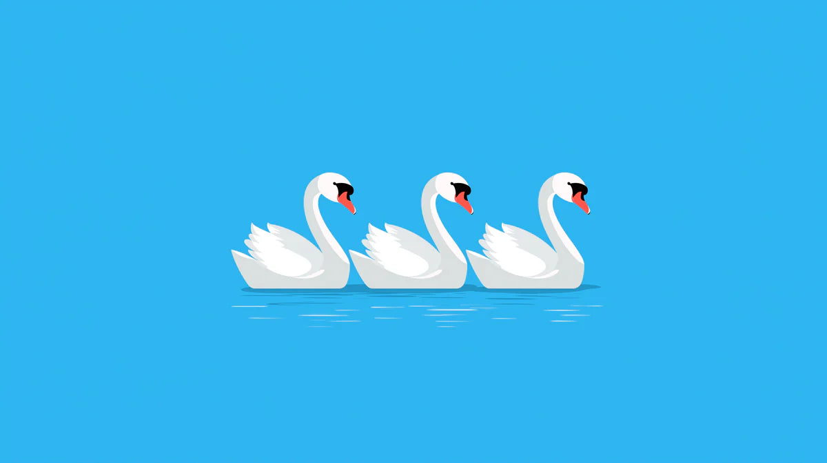 Minimalist Swan Trio Mural Wallpaper — Serene Blue Graphic Mural Wallpaper - room preview 04