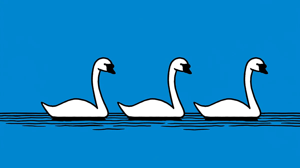 Swimming Swans Mural Wallpaper — Graphic Pop Art Style Mural Wallpaper - room preview 04