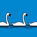 Swimming Swans Mural Wallpaper — Graphic Pop Art Style Mural Wallpaper - room preview 04