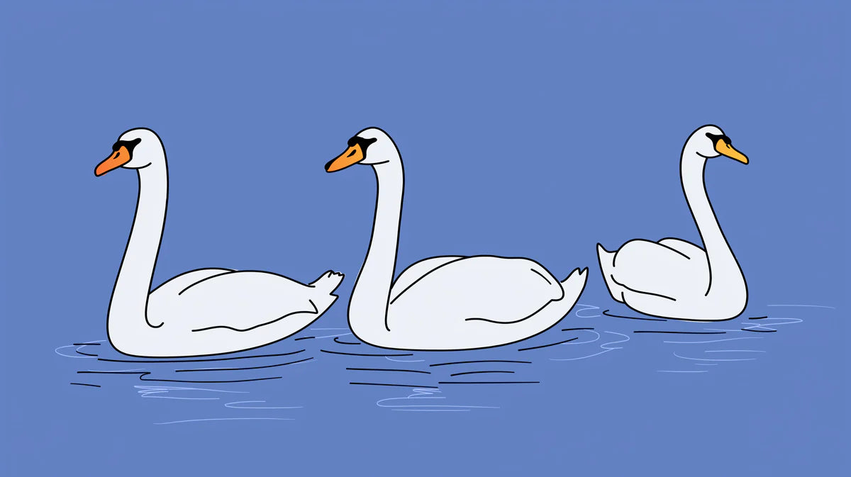 Minimalist Swan Parade Mural Wallpaper — Soft Blue Sketch Mural Wallpaper - room preview 04
