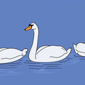 Minimalist Swan Parade Mural Wallpaper — Soft Blue Sketch Mural Wallpaper - room preview 04