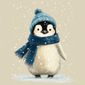 Snowy Penguin Mural Wallpaper — Whimsical Winter Illustration Mural Wallpaper - room preview 04