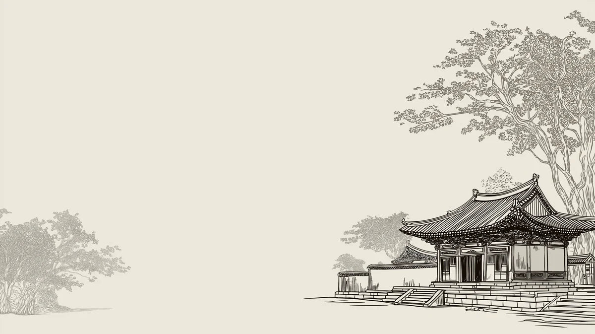 East Asian Pavilion Mural Wallpaper — Zen Line Art Illustration Mural Wallpaper - room preview 04