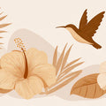 Terracotta Tropical Hummingbird Border Mural Wallpaper — Warm Floral Mural Wallpaper - room preview 04