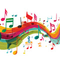 Rainbow Musical Notes Mural Wallpaper — Artistic Melody Design Mural Wallpaper - room preview 04
