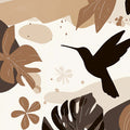Abstract Hummingbird & Botanical Mural Wallpaper — Earthy Matisse Style Mural Wallpaper - room preview 04