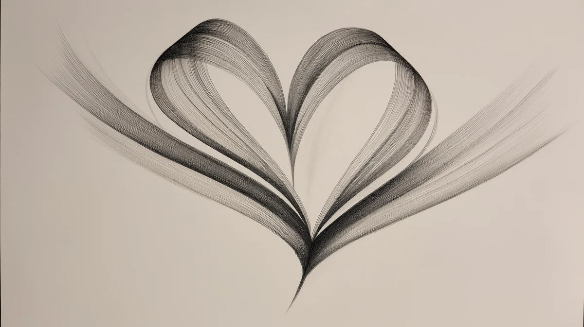 Floating Ribbon Heart Mural Wallpaper — Minimalist Sketch Art Mural Wallpaper - room preview 04