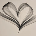 Floating Ribbon Heart Mural Wallpaper — Minimalist Sketch Art Mural Wallpaper - room preview 04