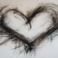 Abstract Charcoal Heart Mural Wallpaper — Expressive Artistic Design Mural Wallpaper - room preview 04