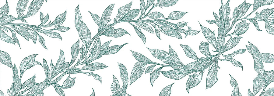 Nature Wallpaper Mural – Natural Wall Mural – Green Botanical Sketch — Delicate Vine Pattern printable artwork