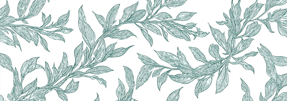 Green Botanical Sketch Mural Wallpaper — Delicate Vine Pattern Mural Wallpaper - room preview 04