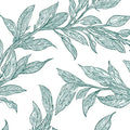 Green Botanical Sketch Mural Wallpaper — Delicate Vine Pattern Mural Wallpaper - room preview 04