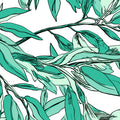 Teal Willow Branch Mural Wallpaper — Artistic Botanical Illustration Mural Wallpaper - room preview 04