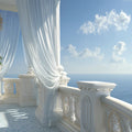 Mediterranean Balcony Chandelier Mural Wallpaper — Coastal Elegance Mural Wallpaper - room preview 04