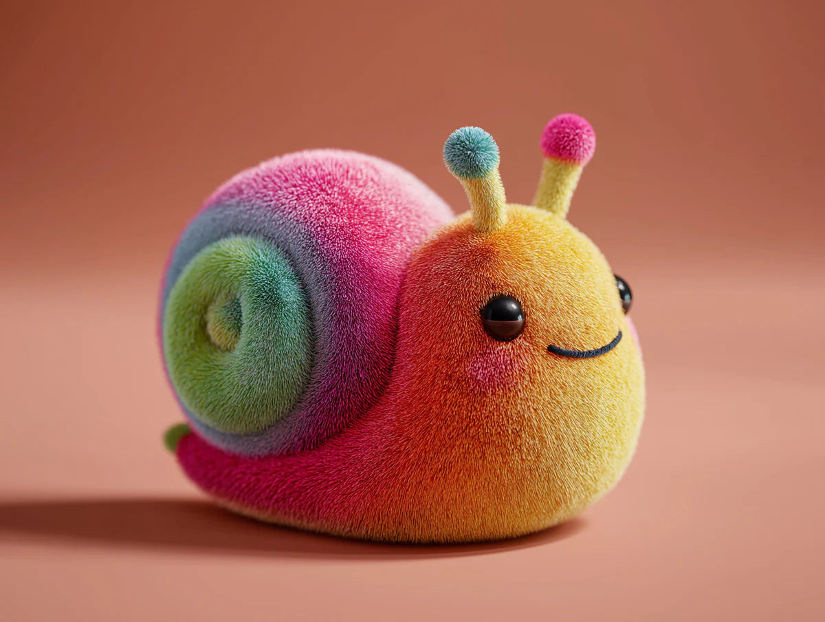 Fuzzy Rainbow Snail Mural Wallpaper — Whimsical Character Art Mural Wallpaper - room preview 04