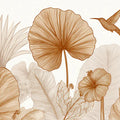 Golden Botanical Line Art Mural Wallpaper — Tropical Sketch Mural Wallpaper - room preview 04