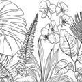 Minimalist Tropical Flora Mural Wallpaper — Clean Botanical Line Art Mural Wallpaper - room preview 04