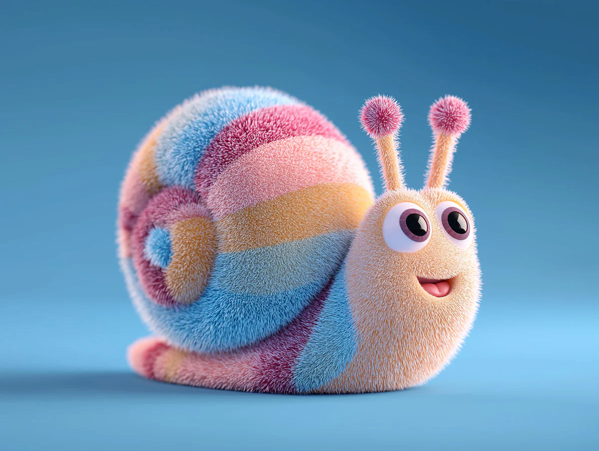 Fluffy Pastel Snail Mural Wallpaper — Whimsical 3D Illustration Mural Wallpaper - room preview 04