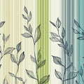 Linear Botanical Stripe Mural Wallpaper — Modern Nature Art Mural Wallpaper - room preview 04