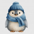 Baby Penguin Mural Wallpaper — Whimsical Winter Illustration Mural Wallpaper - room preview 04