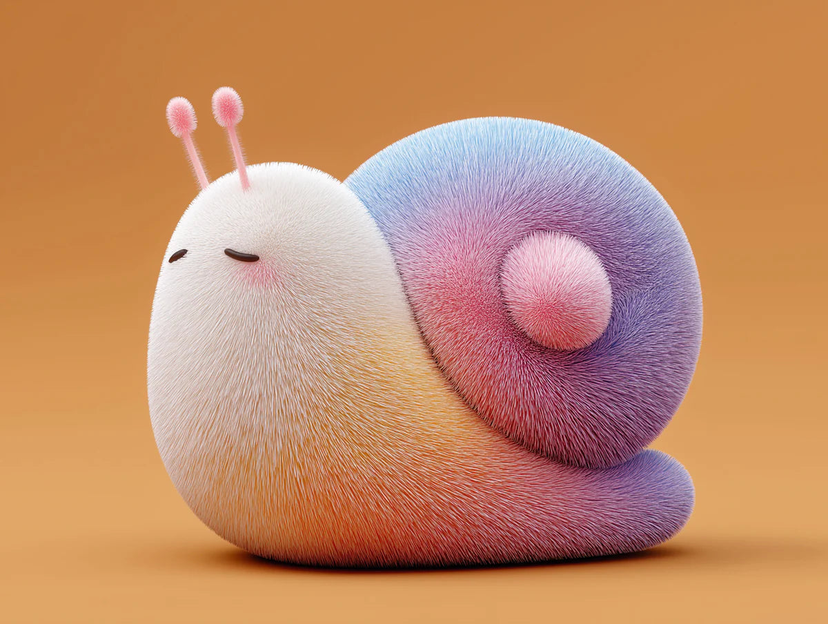 Fluffy Snail Mural Wallpaper — Whimsical Gradient Creature Mural Wallpaper - room preview 04