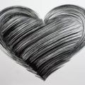 Striated Heart Brushstroke Mural Wallpaper — Modern Ink Art Mural Wallpaper - room preview 04