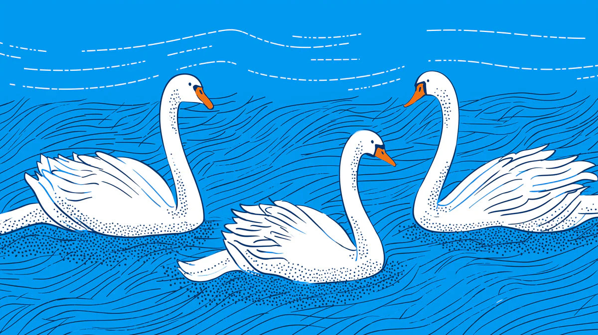 Floating Swans Mural Wallpaper — Folk Art Illustration Mural Wallpaper - room preview 04