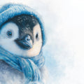Baby Penguin Portrait Mural Wallpaper in Soft Blue Knit Mural Wallpaper - room preview 04