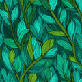 Emerald Foliage Mural Wallpaper — Dense Botanical Line Art Mural Wallpaper - room preview 04