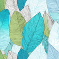 Abstract Teal and Lime Leaf Mural Wallpaper — Modern Botanical Mural Wallpaper - room preview 04