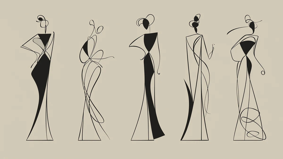 Minimalist Fashion Silhouette Mural Wallpaper — Line Art Design Mural Wallpaper - room preview 04