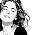 Monochromatic Portrait Mural Wallpaper — Expressive Line Art Mural Wallpaper - room preview 04