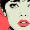 Retro Pop Art Portrait Mural Wallpaper — Graphic Halftone Design Mural Wallpaper - room preview 04