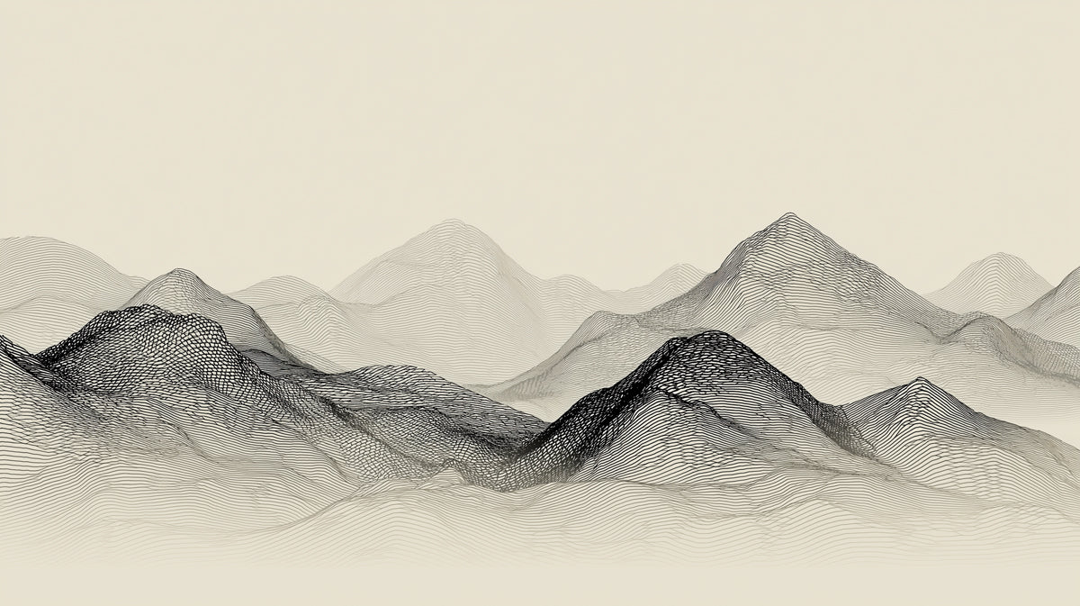 Topographic Mountain Line Art Mural Wallpaper — Minimalist Zen Mural Wallpaper - room preview 04