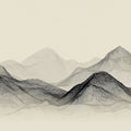 Topographic Mountain Line Art Mural Wallpaper — Minimalist Zen Mural Wallpaper - room preview 04