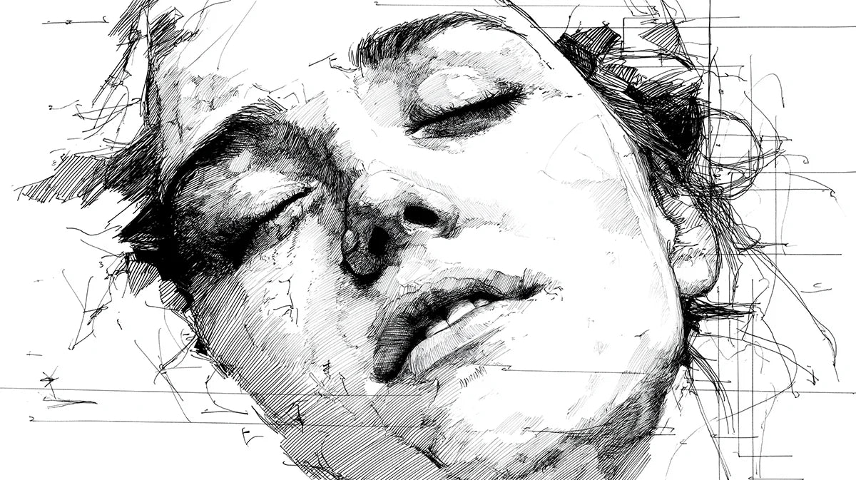 Architectural Portrait Mural Wallpaper — Abstract Line Sketch Mural Wallpaper - room preview 04