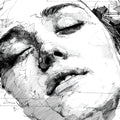 Architectural Portrait Mural Wallpaper — Abstract Line Sketch Mural Wallpaper - room preview 04