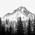 Stippled Alpine Peak Mural Wallpaper — Hand-Drawn Mountain Landscape Mural Wallpaper - room preview 04