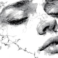 Shattered Contour Portrait Mural Wallpaper — Artistic Line Art Mural Wallpaper - room preview 04